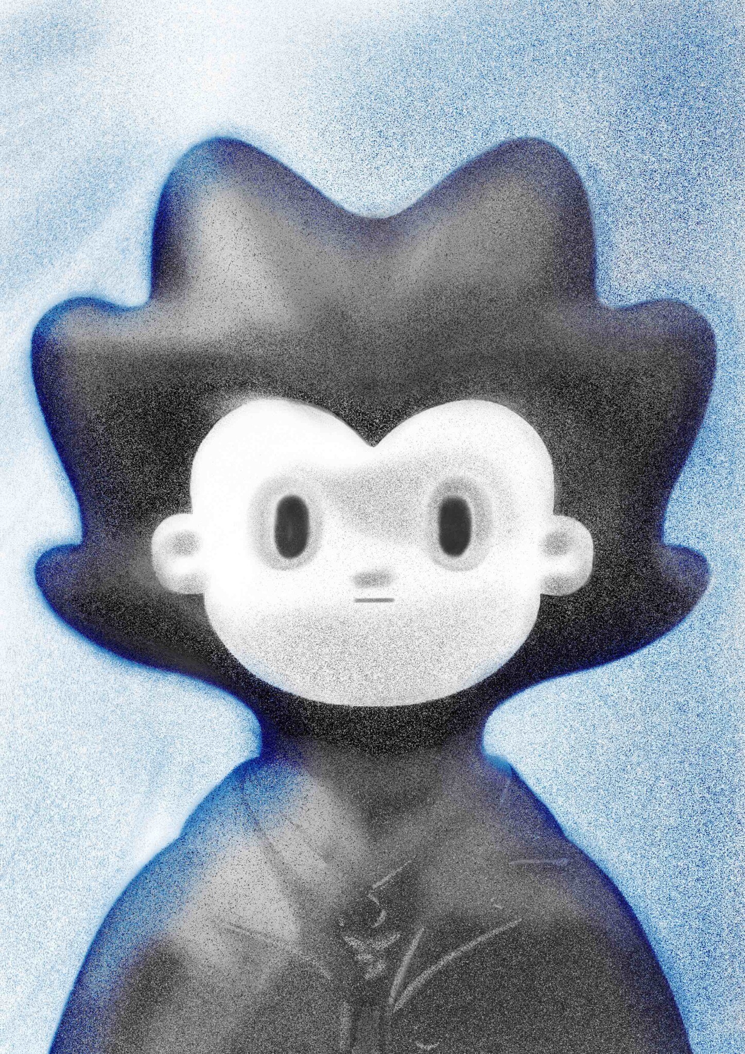 In Between, an Ace character portrait in blue, grey and black