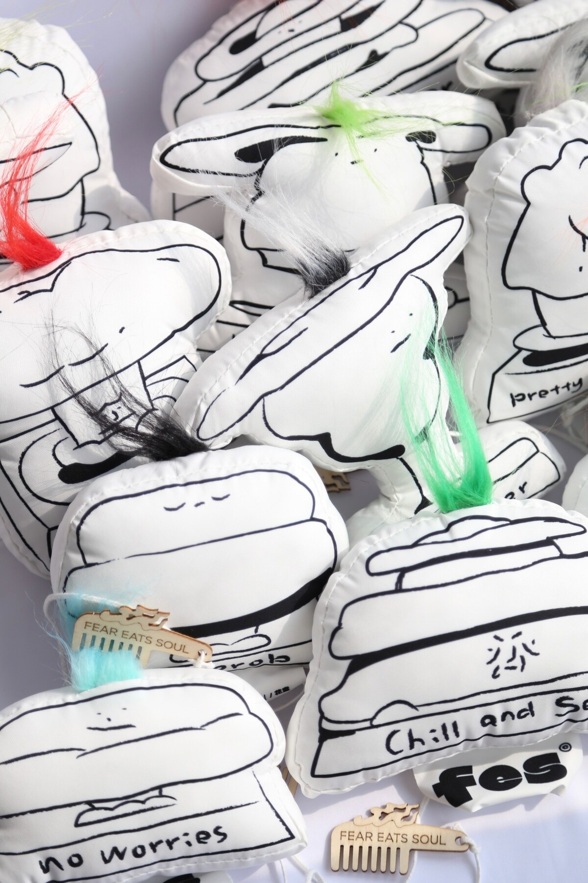 Close view of the handmade plush character series